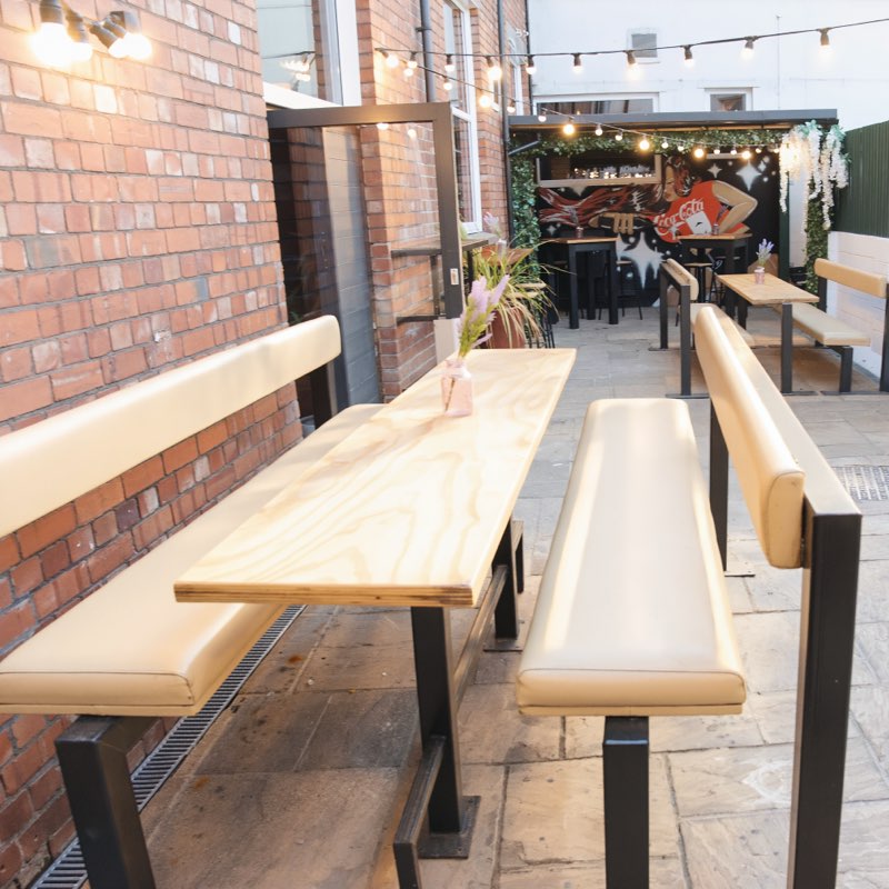 The outside garden space at Stage & Stem